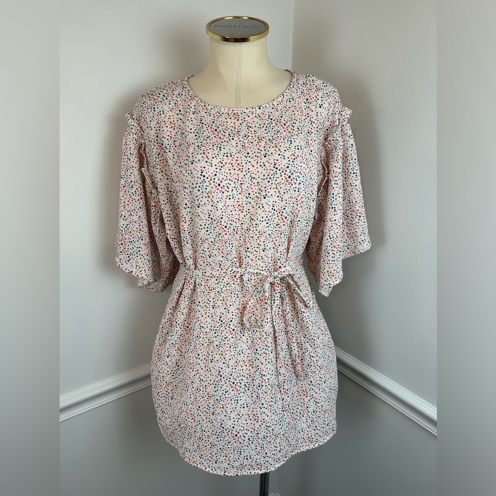 MOTHERHOOD MATERNITY White & Multicolor Blouse With Waist Tie | Size Medium - Picture 2 of 16